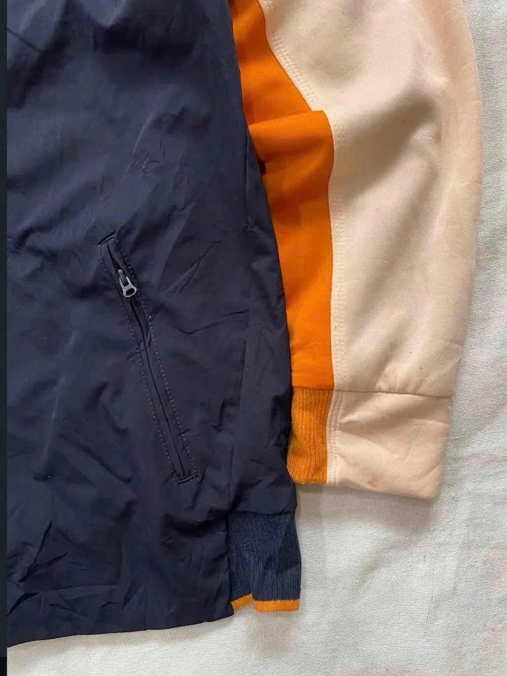 adidas Navy, Cream & Orange Varsity-Style Men’s Track Jacket